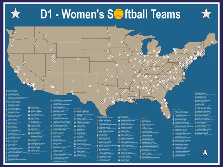 College Softball Maps College Softball, Girls Softball, Softball